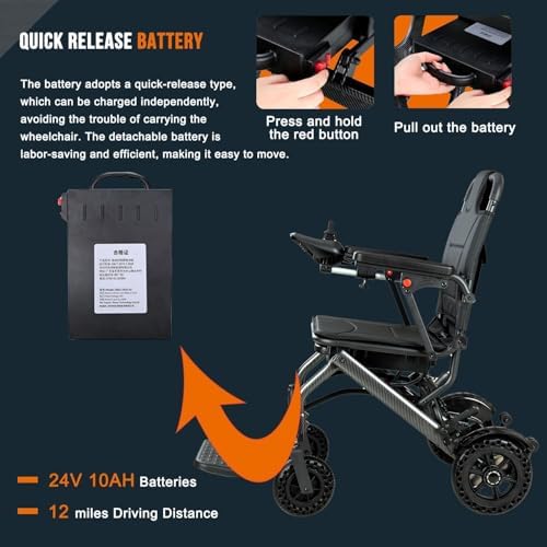 Lightweight Portable Electric Wheelchair for Adults, 13kg Folding Motorized Power Chair, 19km Travel Range, Airline Approved
