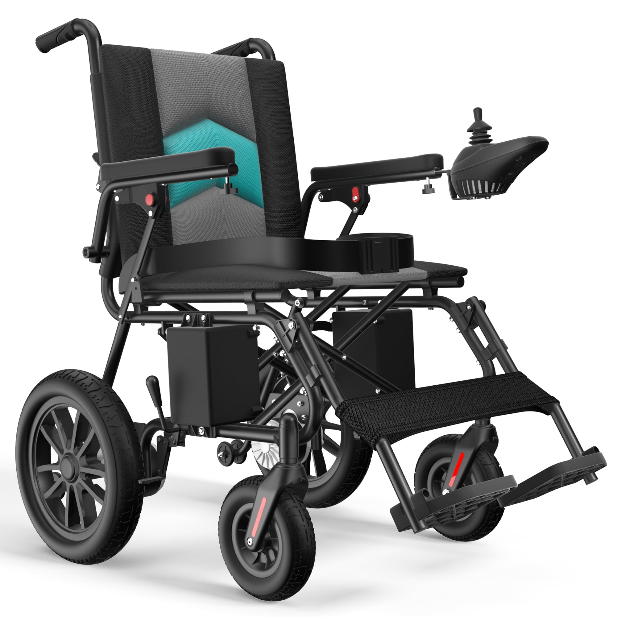 Foldable Electric Wheelchair for Adults, 500W High Power Electric Wheelchair, 350LBS Capacity & Ultimate Safety Design, All-Terrain Pneumatic Tires (Ultra-Light Carbon Fiber + Aluminum)